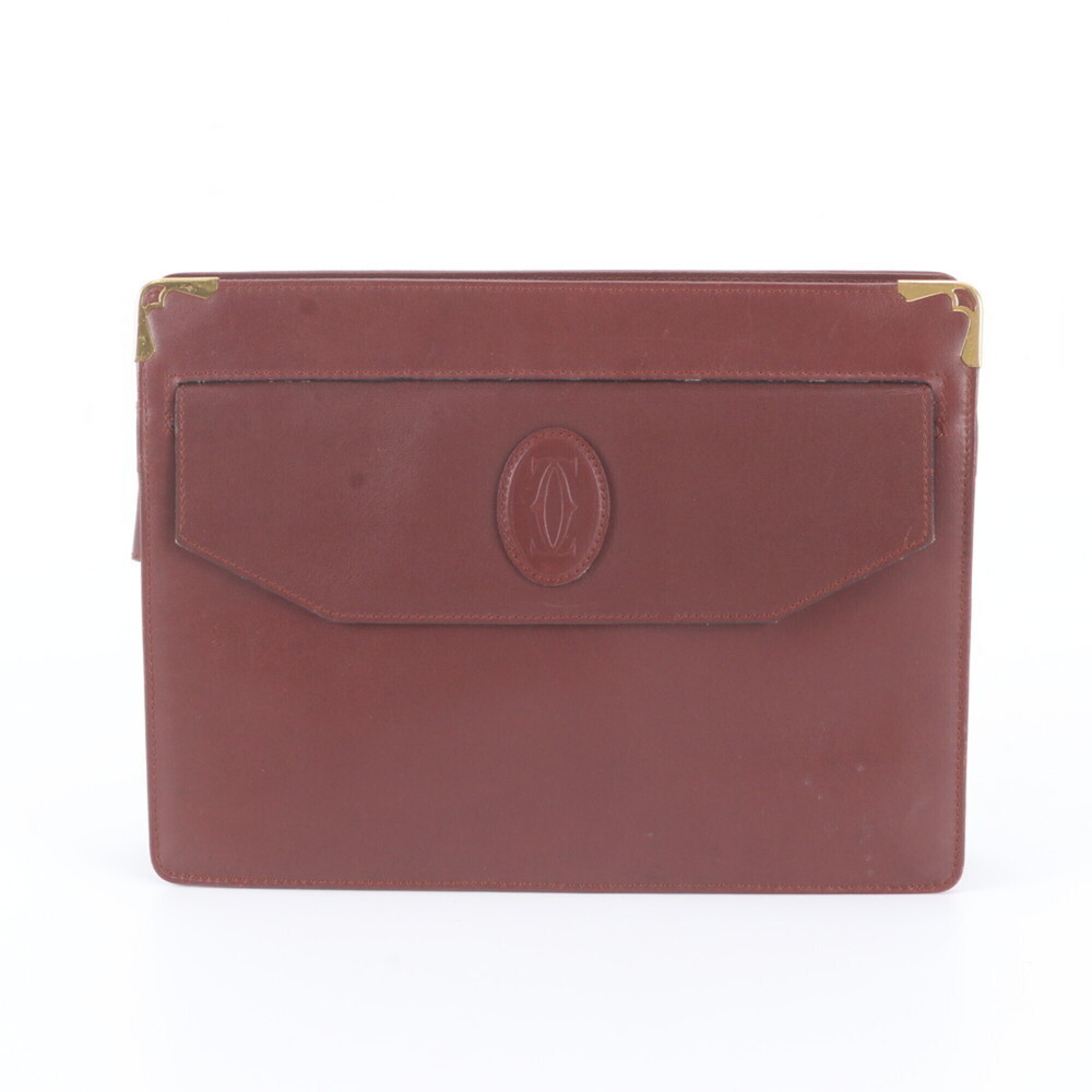 Cartier Must Line Bordeaux Leather Second Bag Clutch Pouch for Men